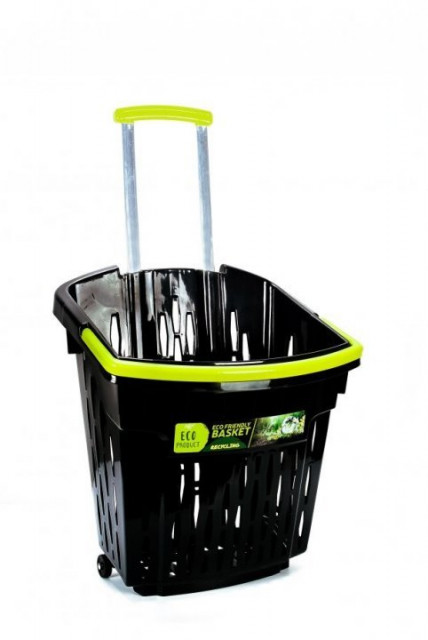 Troller „KON” 38 de litri negru eco cu manere verzi
