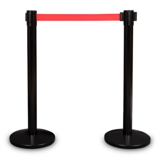 Stalp delimitare negru, banda rosie, 180cm, set 2 buc